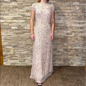 Pink sequins prom dress Adriana Papell size 2